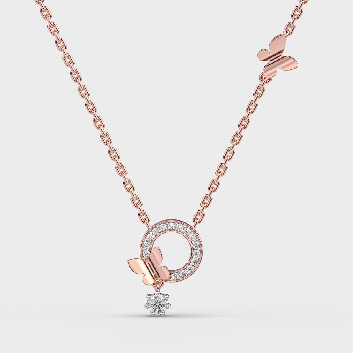 Butterfly Halo Necklace with Chain