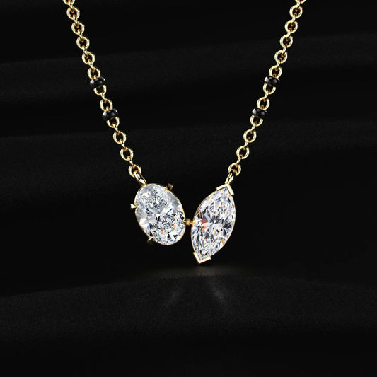 Oval and Marquise Shape Diamond Toi Et Moi Mangalsutra