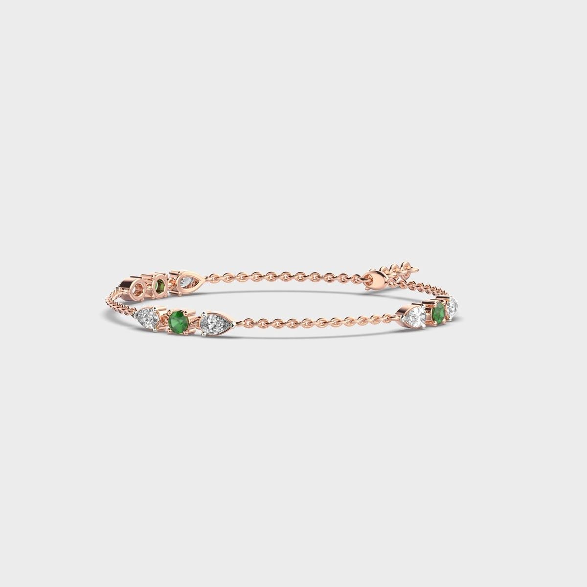 Minimal Green Stone Adele Diamond Bracelet