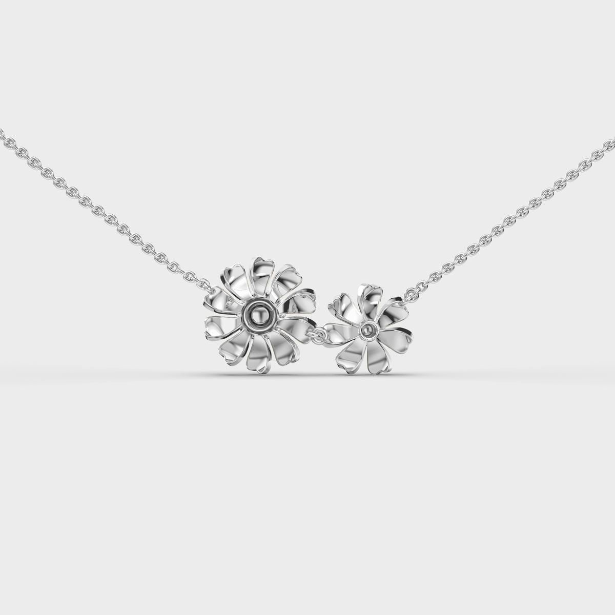 Double Marigold Flower Diamond Necklace