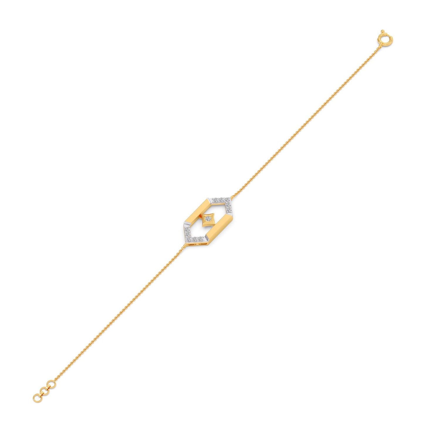 Flutter Diamond Hex Link Chain Bracelet