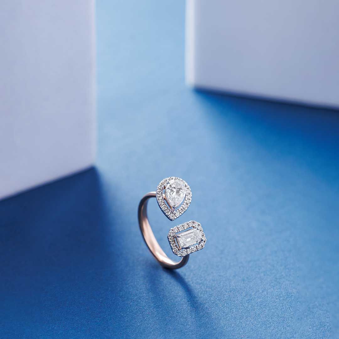 Toi Et Moi Halo Diamond Ring - View 7