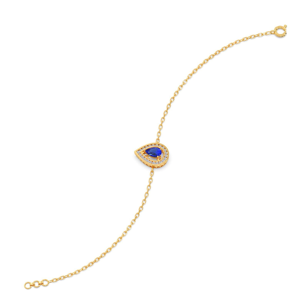 Blue Teardrop Halo Diamond Bracelet