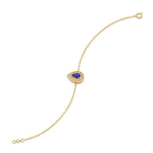 Blue Teardrop Halo Diamond Bracelet