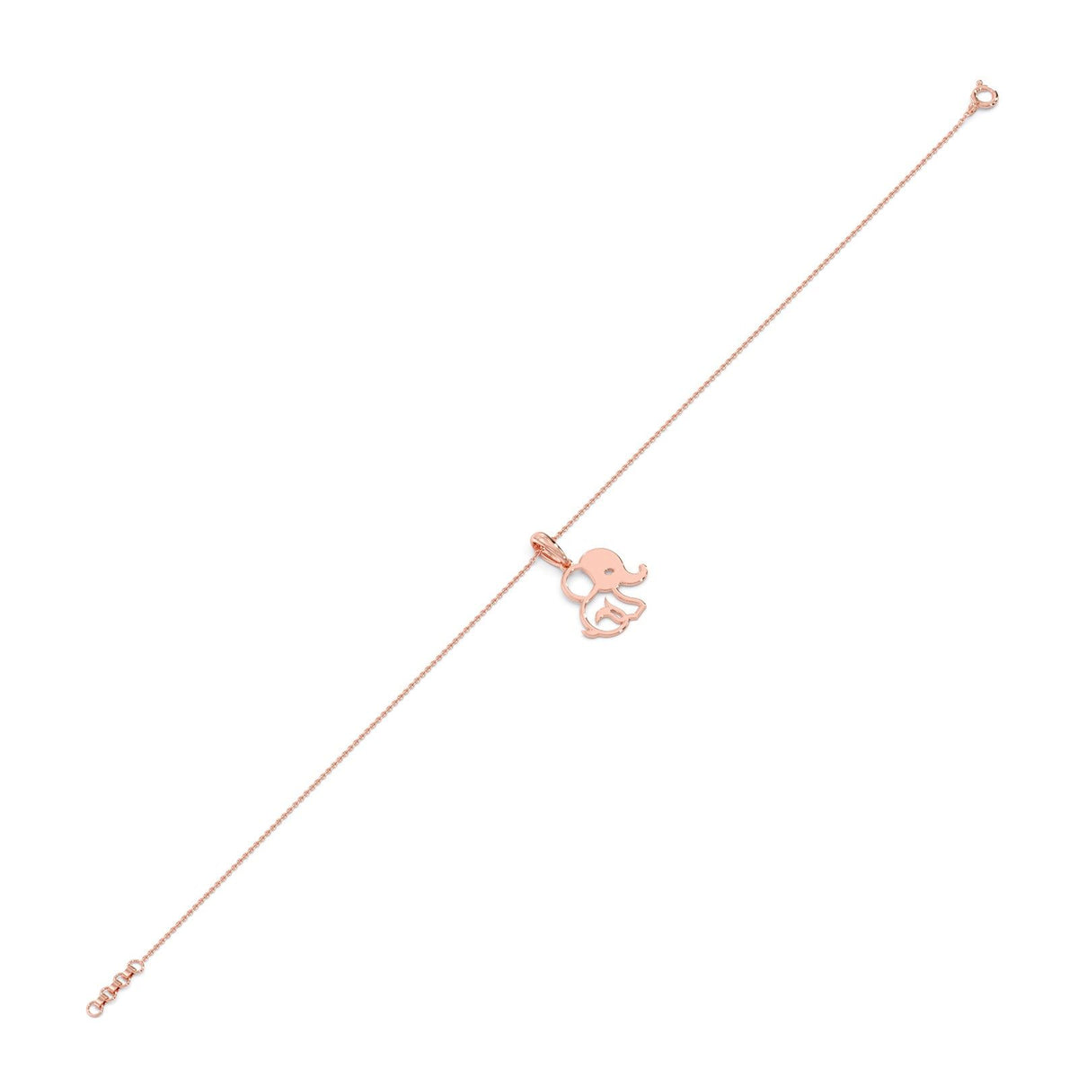 Elephant Charm Plain Gold Chain Bracelet