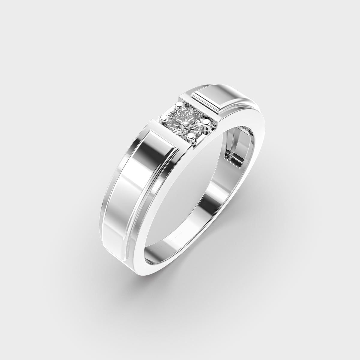 Double Tone Chunky Diamond Band - View 8
