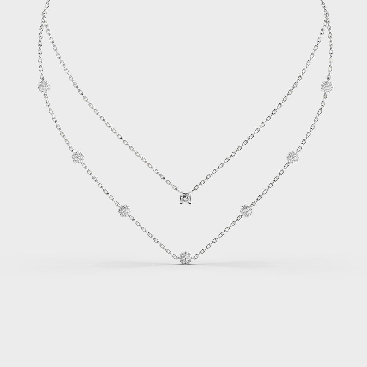 Double Chain Layered Diamond Necklace