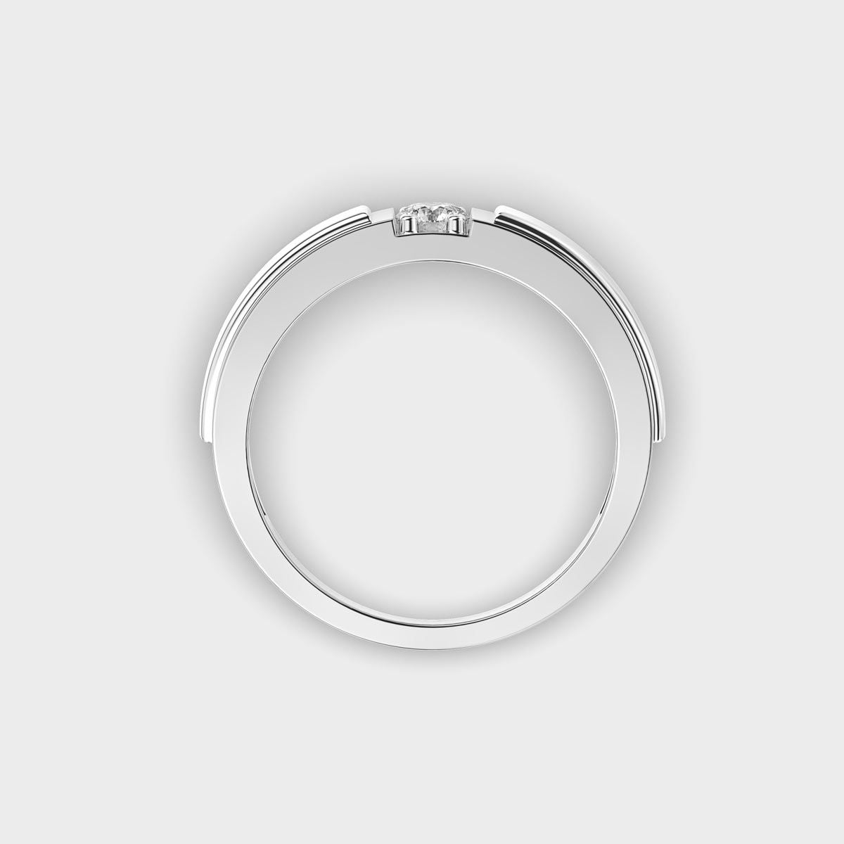 Double Tone Chunky Diamond Band - View 9