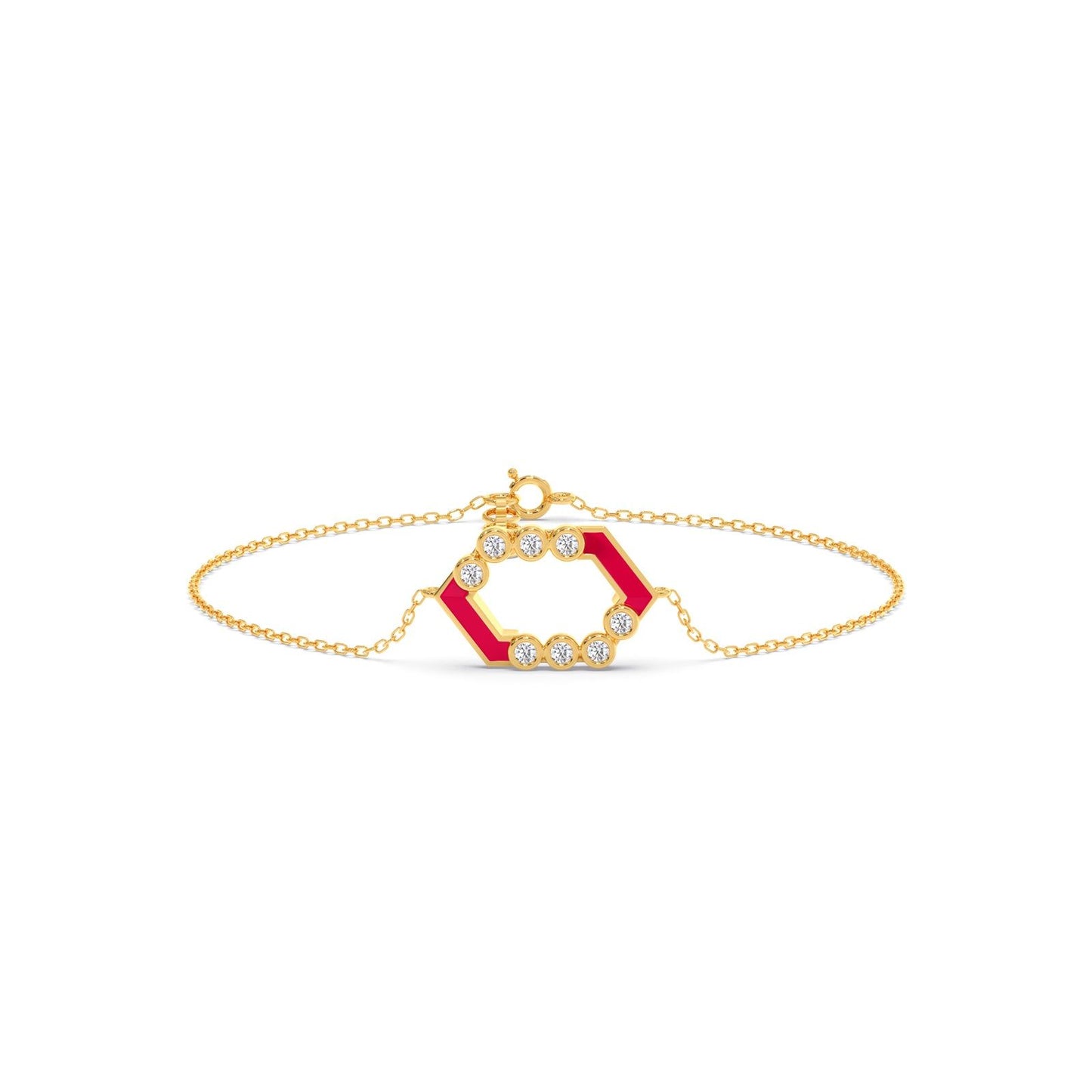 Hexora-Enamel Scarlet Diamond Chain Bracelet
