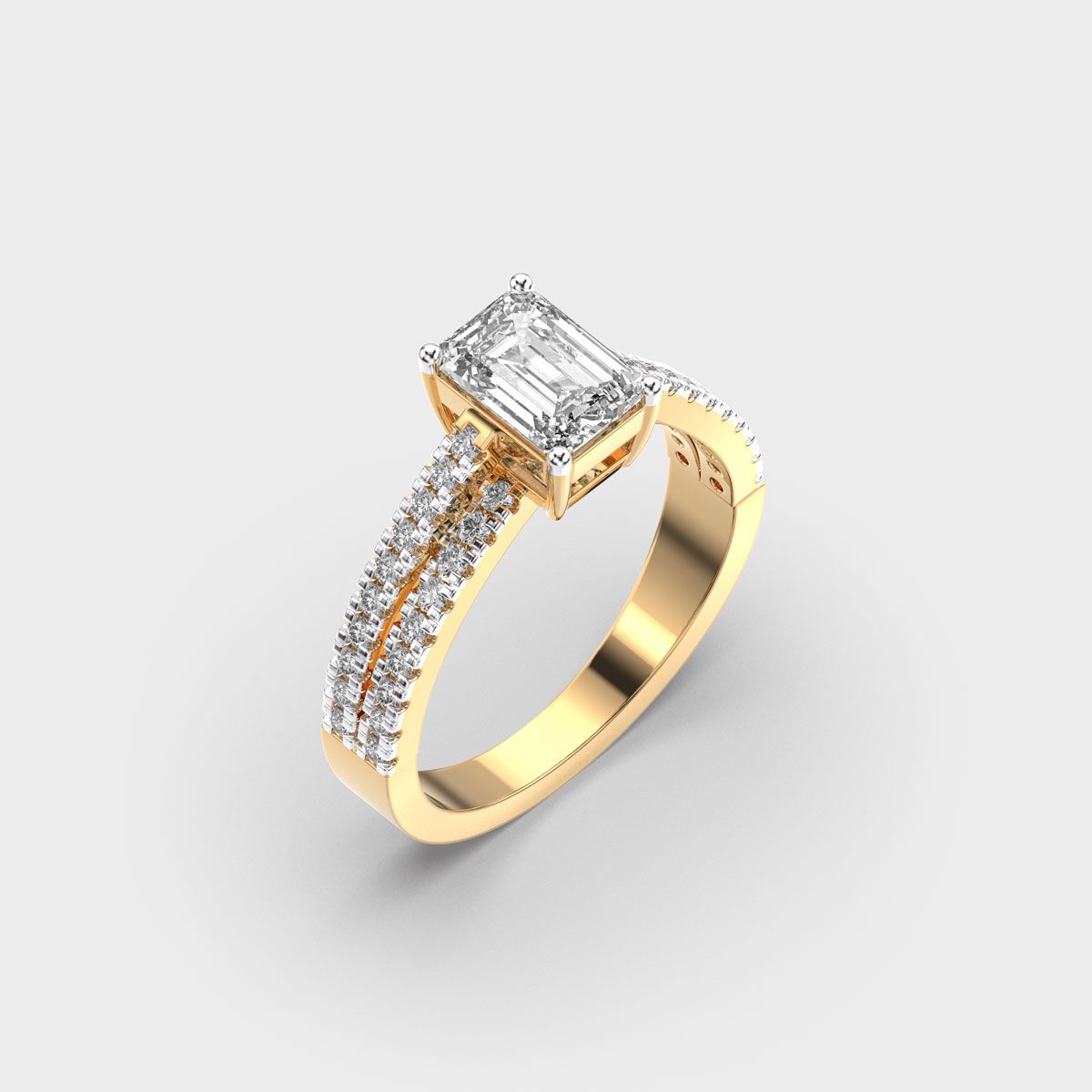 Elvira Emerald Cut Diamond Ring - View 3