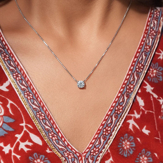 0.5Ctw Dazzling Solitaire Bloom Necklace