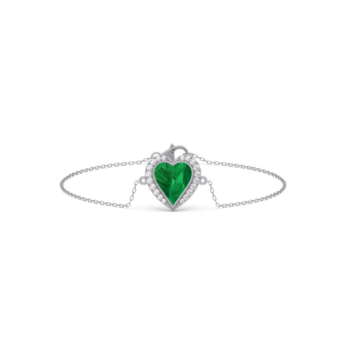 Malachite Heart Diamond Chain Bracelet