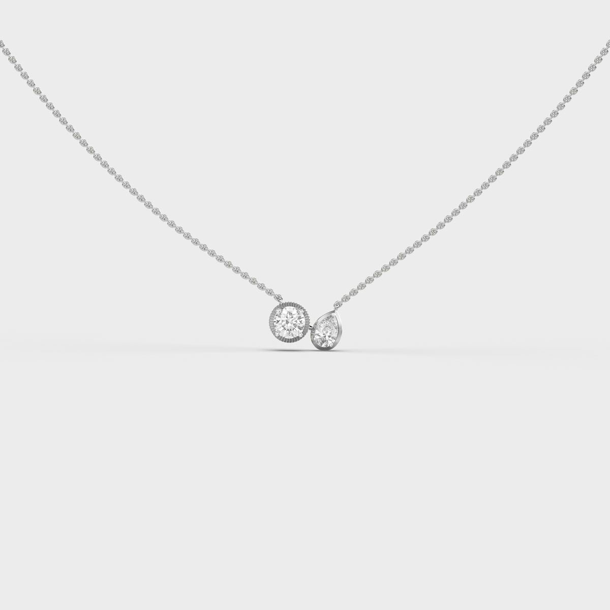 Twin Stone Bezel Diamond Necklace