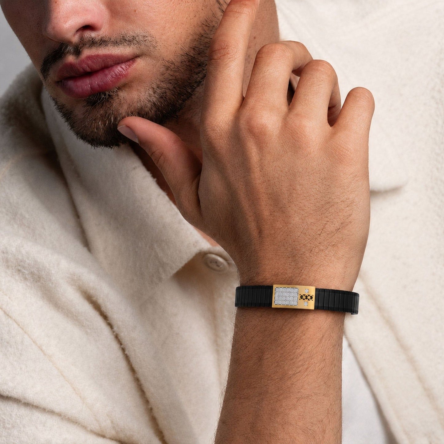 Grid Link Men's Diamond Men's Bracelet