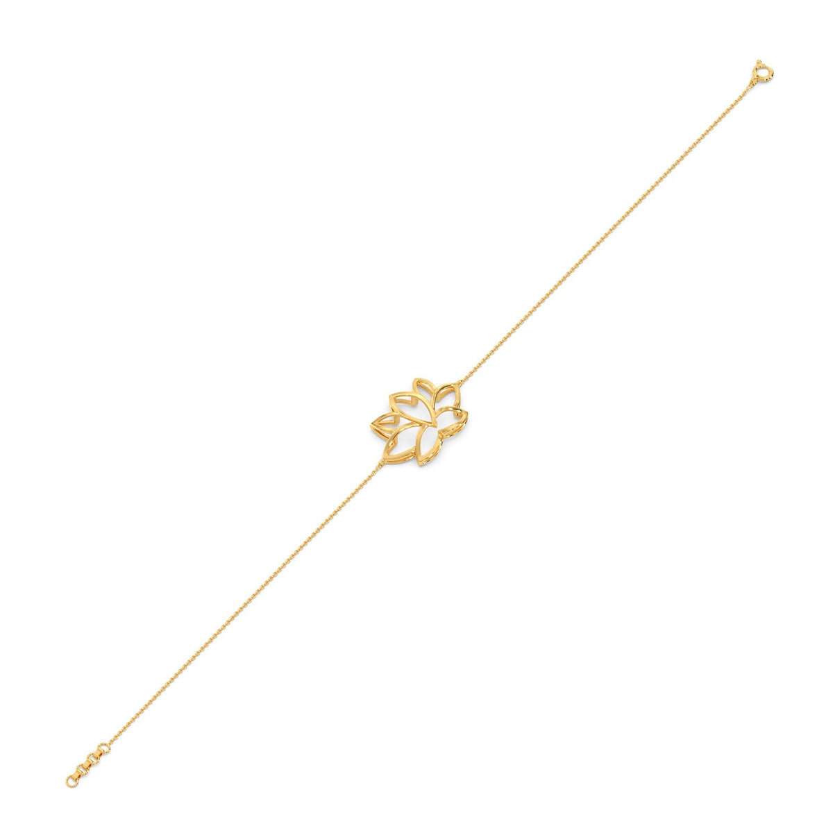 Lotus Plain Gold Chain Bracelet