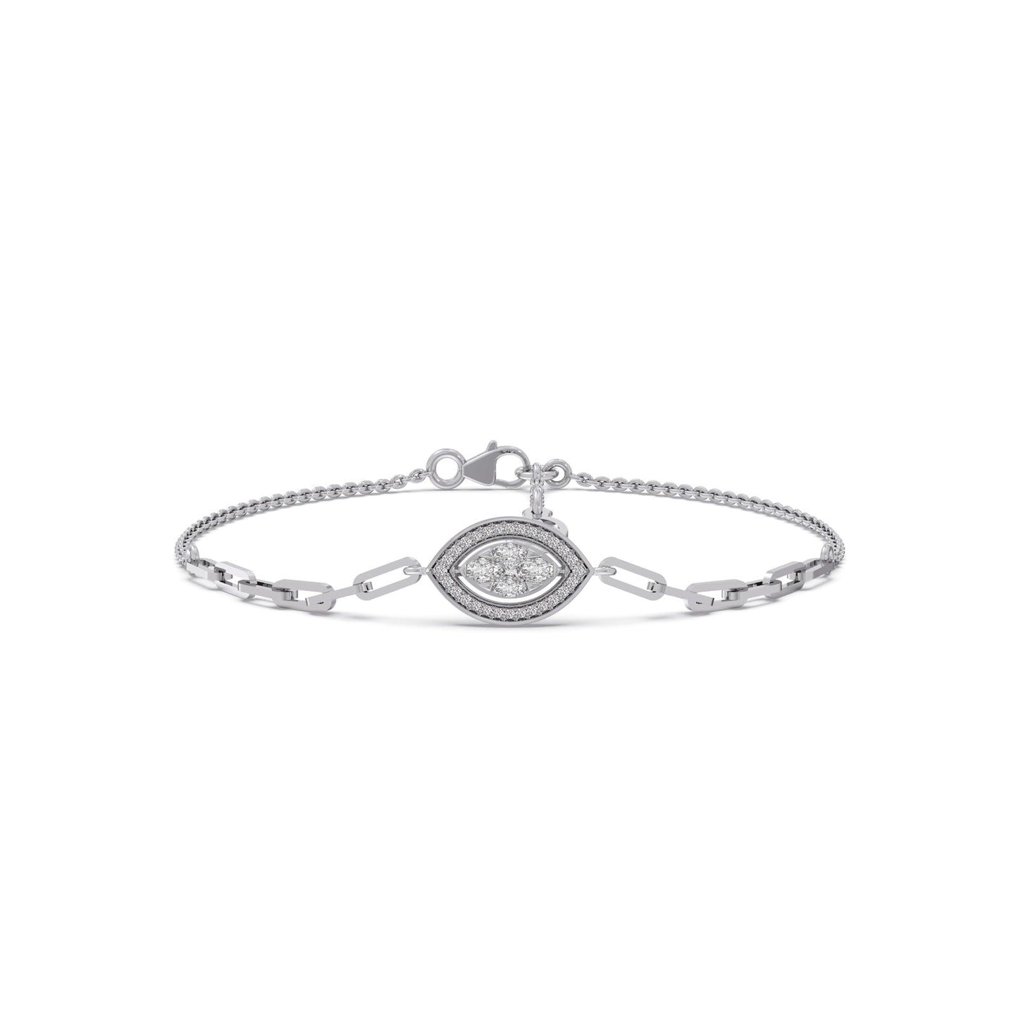 Cathedral Halo Marquise Chain Bracelet