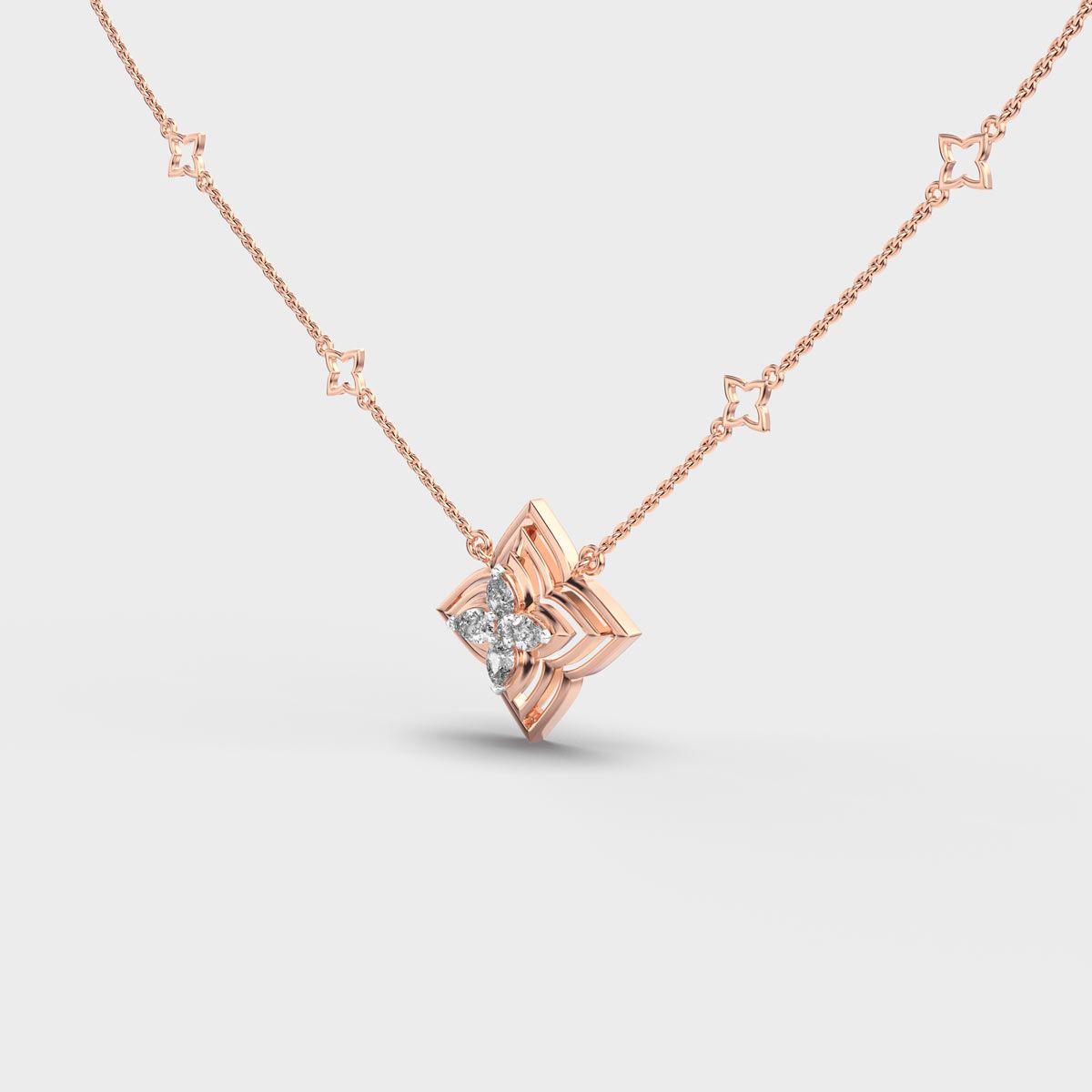 Dainty Flower Mesh Star Diamond Necklace