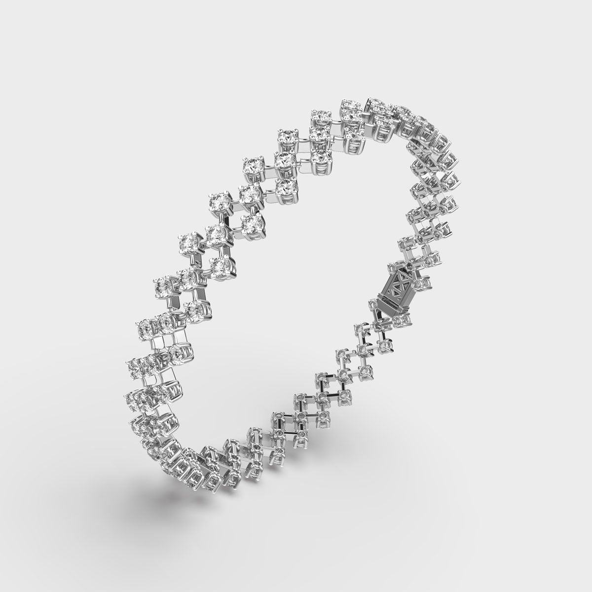 Clustered Diamond Mesh Wide Bracelet