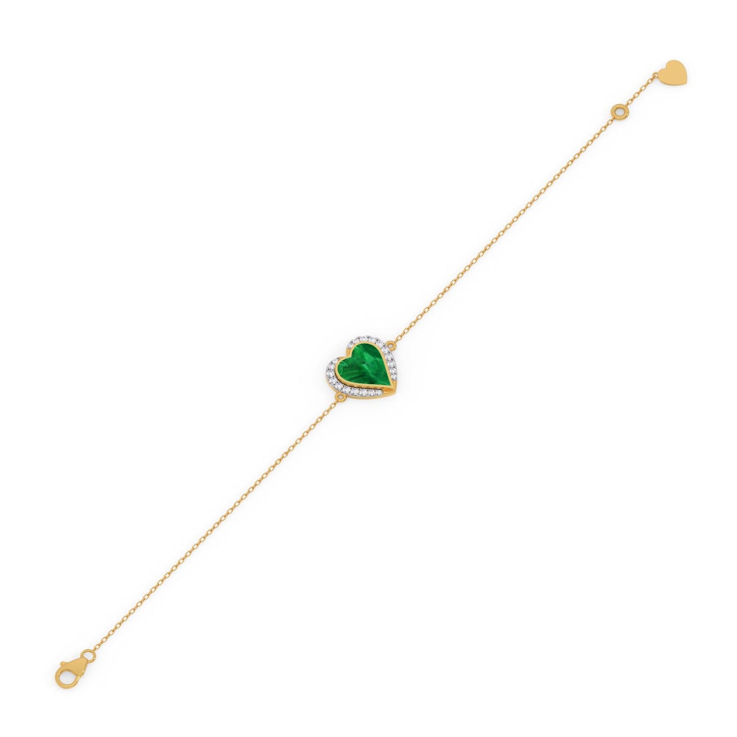 Malachite Heart Diamond Chain Bracelet