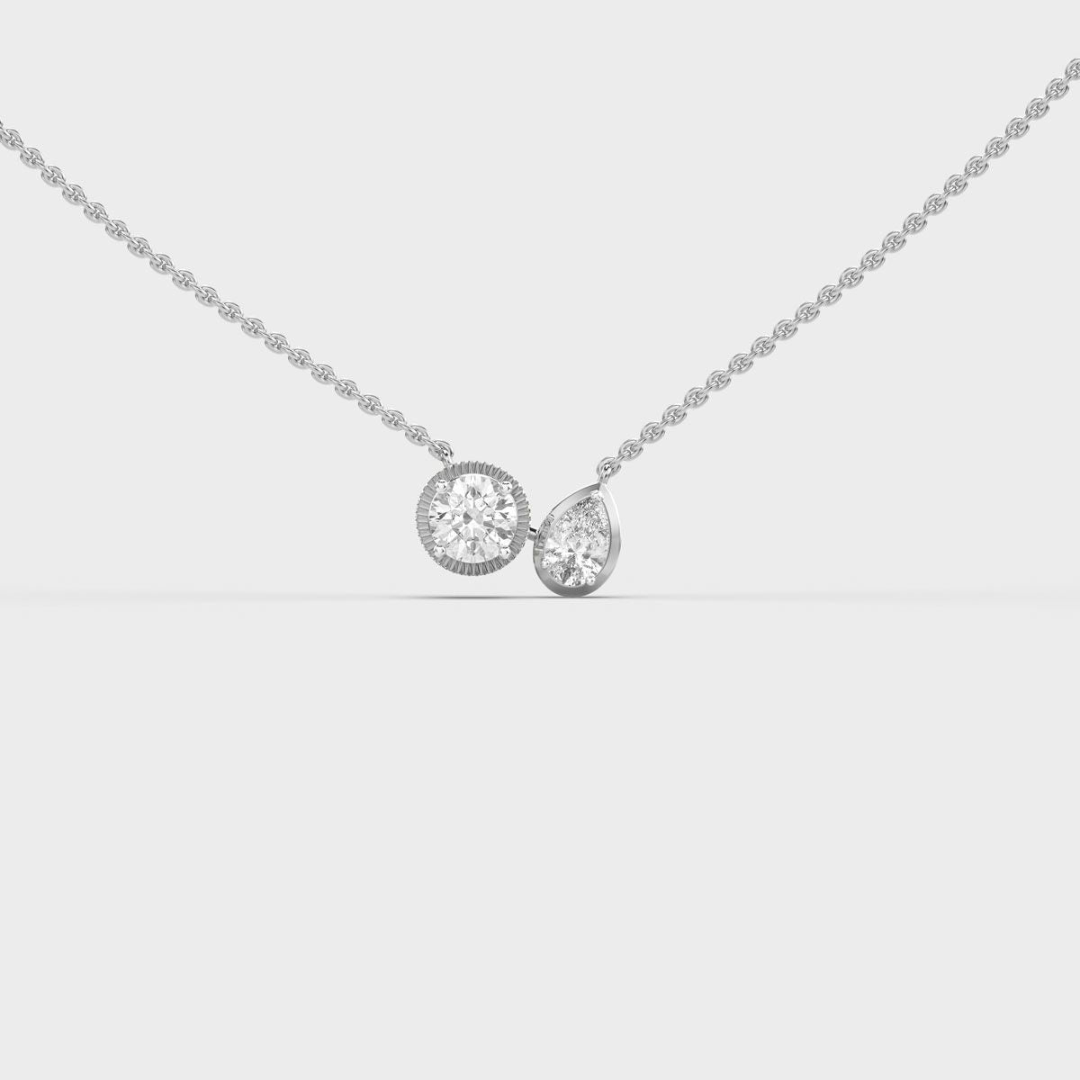 Twin Stone Bezel Diamond Necklace