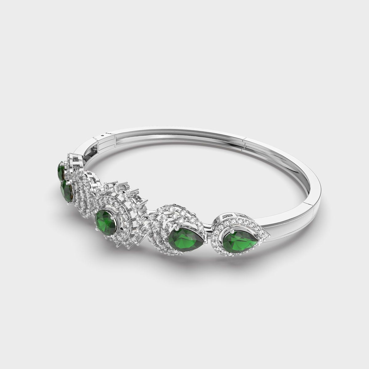 Shimmering Vrinda Green Stone Diamond Kada Bracelet