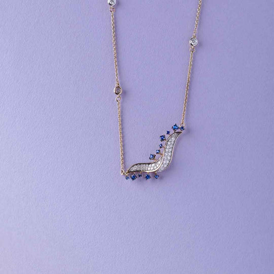 Blue Stone Wave Diamond Necklace