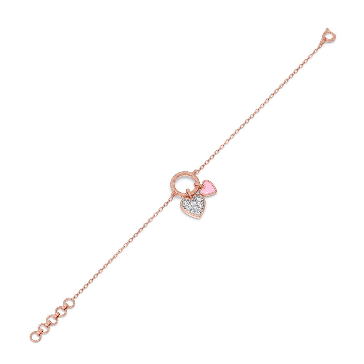 Twinkling Twin Hearts Diamond Kids Bracelet