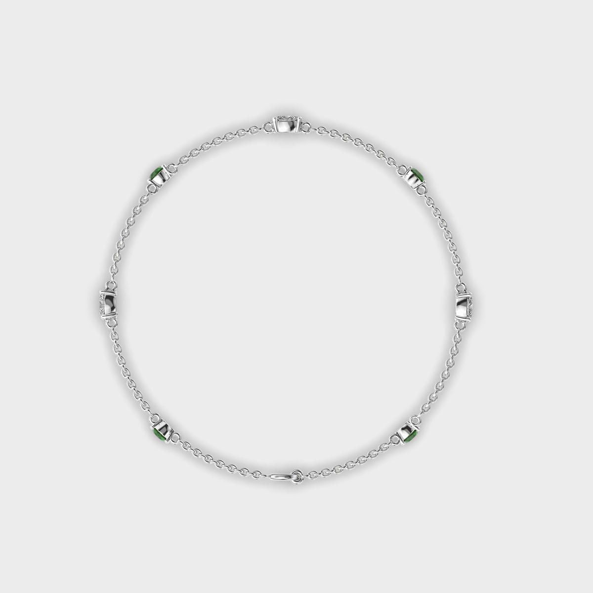 Minimal Artemis Green Dot Stone Diamond Bracelet