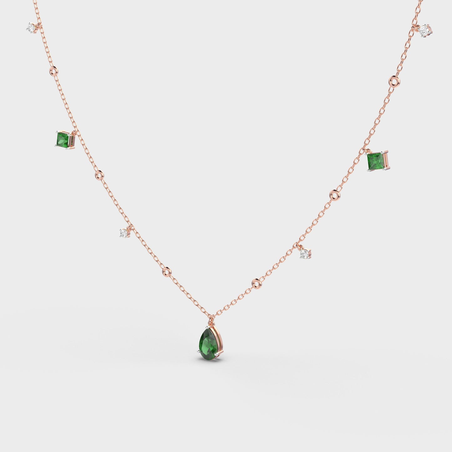 Emerald Green Coloured Stone Diamond Necklace