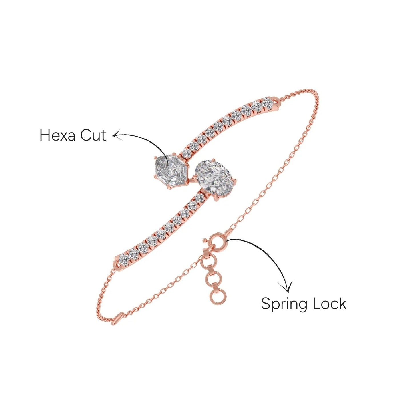 Hexa Oval Diamond Chain Bracelet