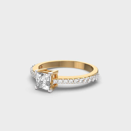 Princess Cut Diamond Pave Band Ring - View 2