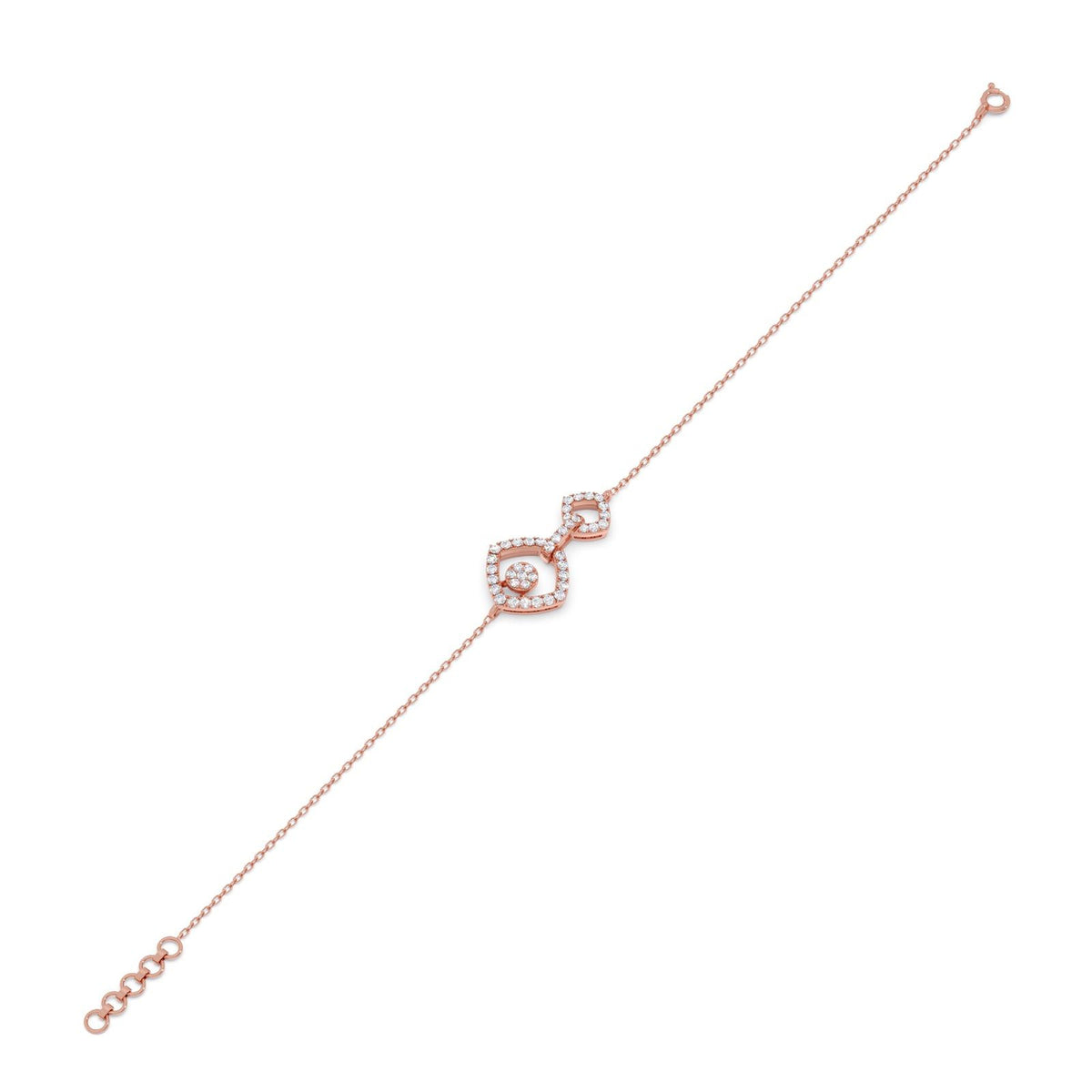 Interlocking Geometric Shape Diamond Chain Bracelet