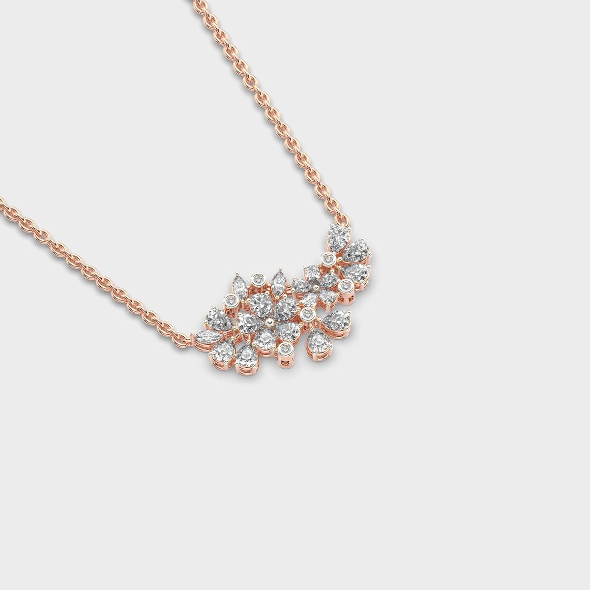 Wild Bloom Diamond Cluster Necklace (With Chain)
