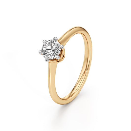 Crystellea 0.50Ct Six Prong Round Cut Solitaire Ring