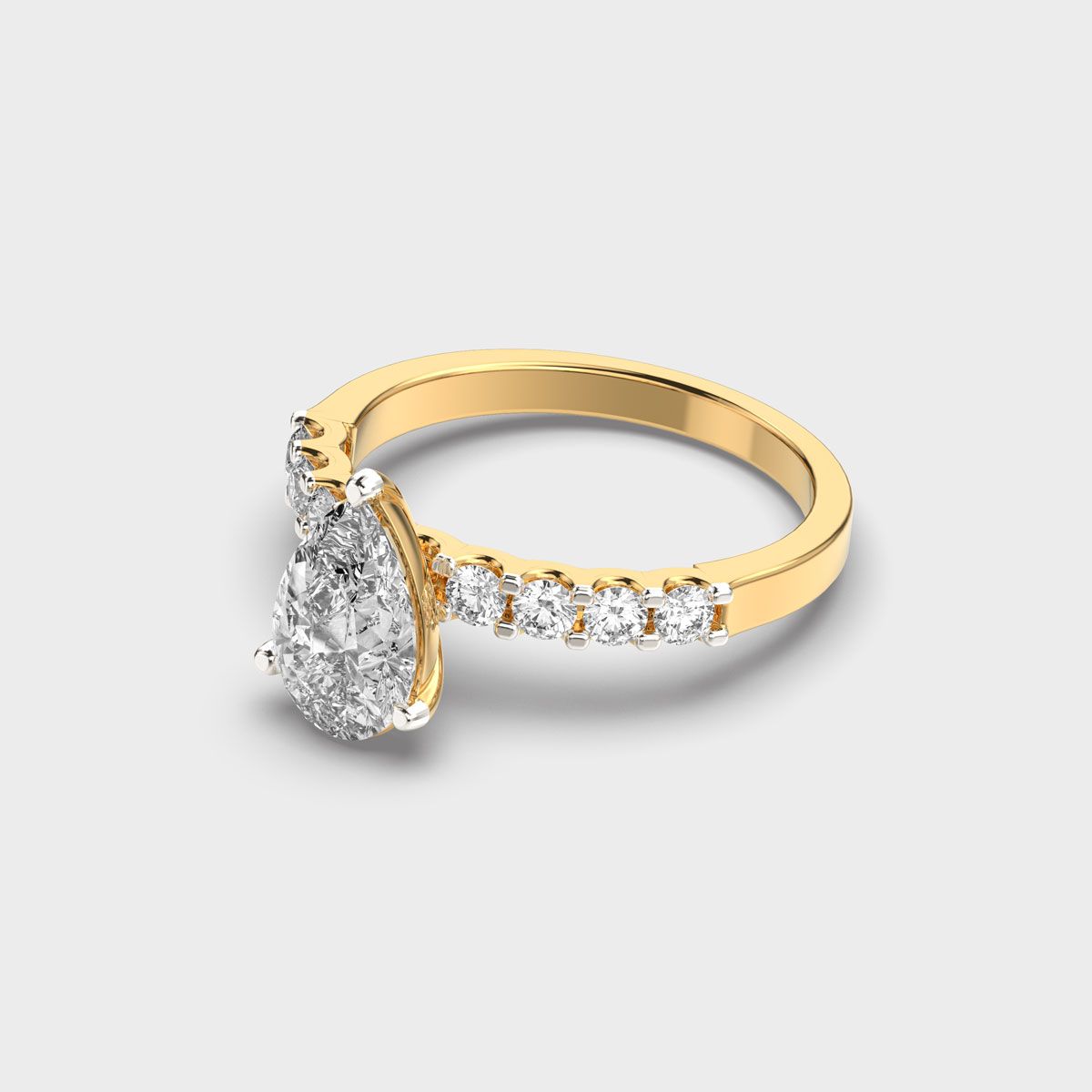 Pear Shaped Glory Solitaire Diamond Ring - View 2