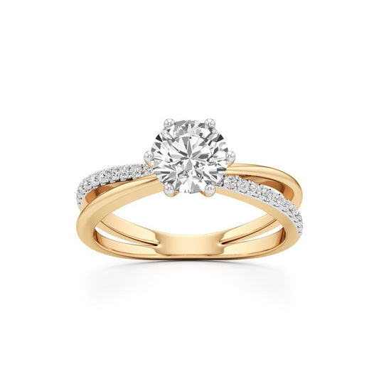 Round Solitaire Bypass Ring with Alina Accents
