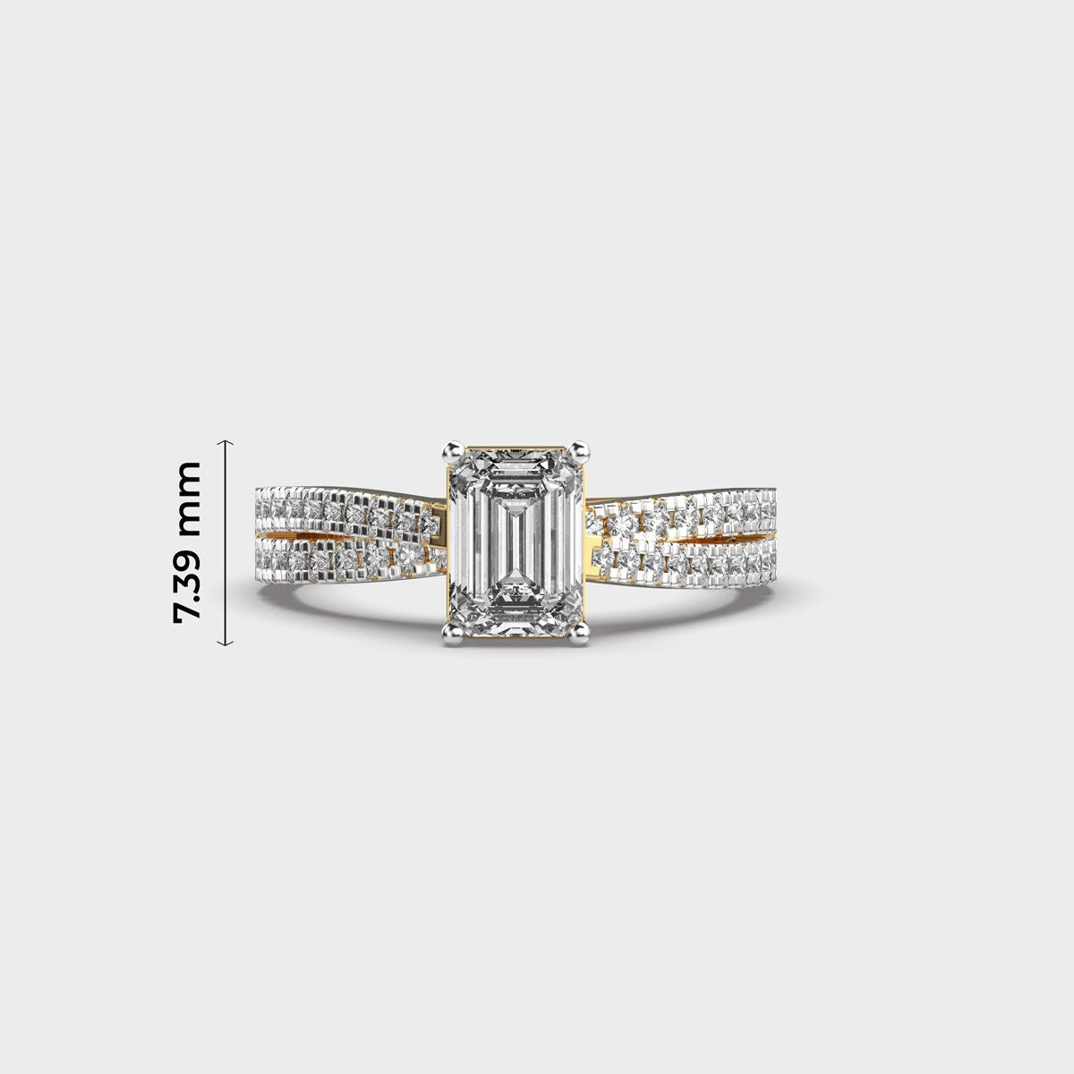 Elvira Emerald Cut Diamond Ring - View 5