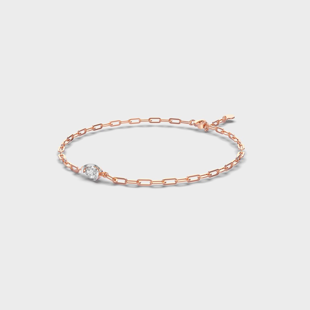 Bezel Oval Link Diamond Bracelet