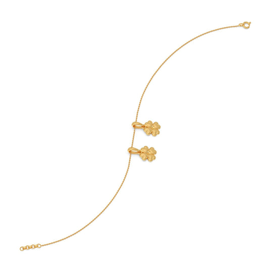 Floral Charms Plain Gold Chain Bracelet
