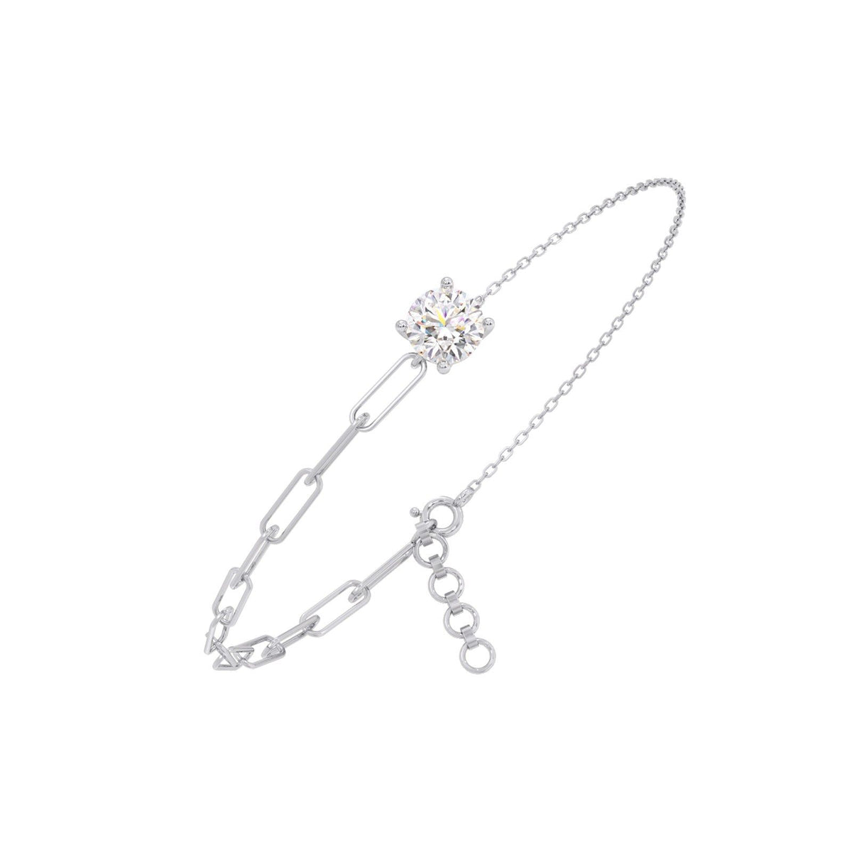 0.95 ct Round Solitaire Paperclip Chain Bracelet