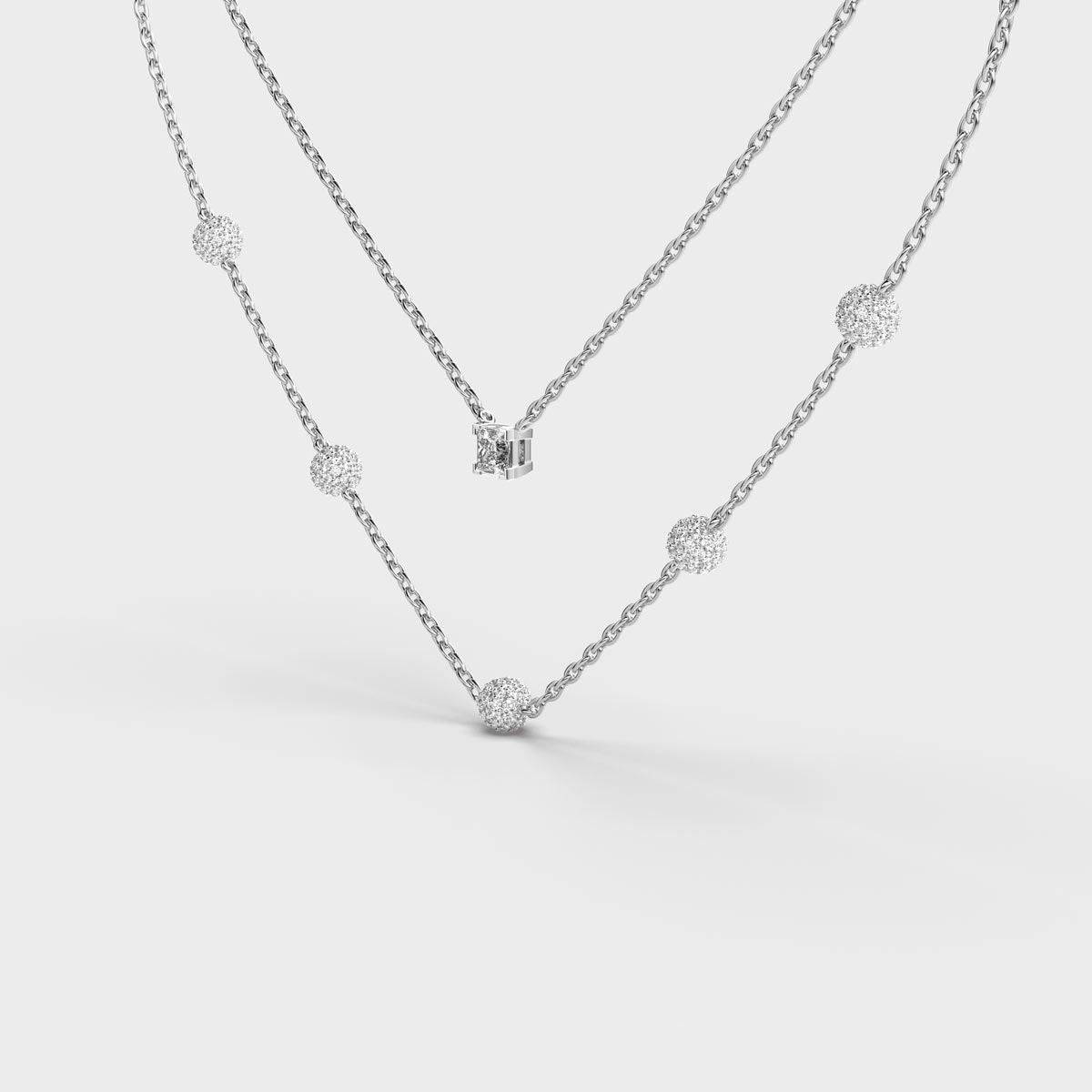 Double Chain Layered Diamond Necklace
