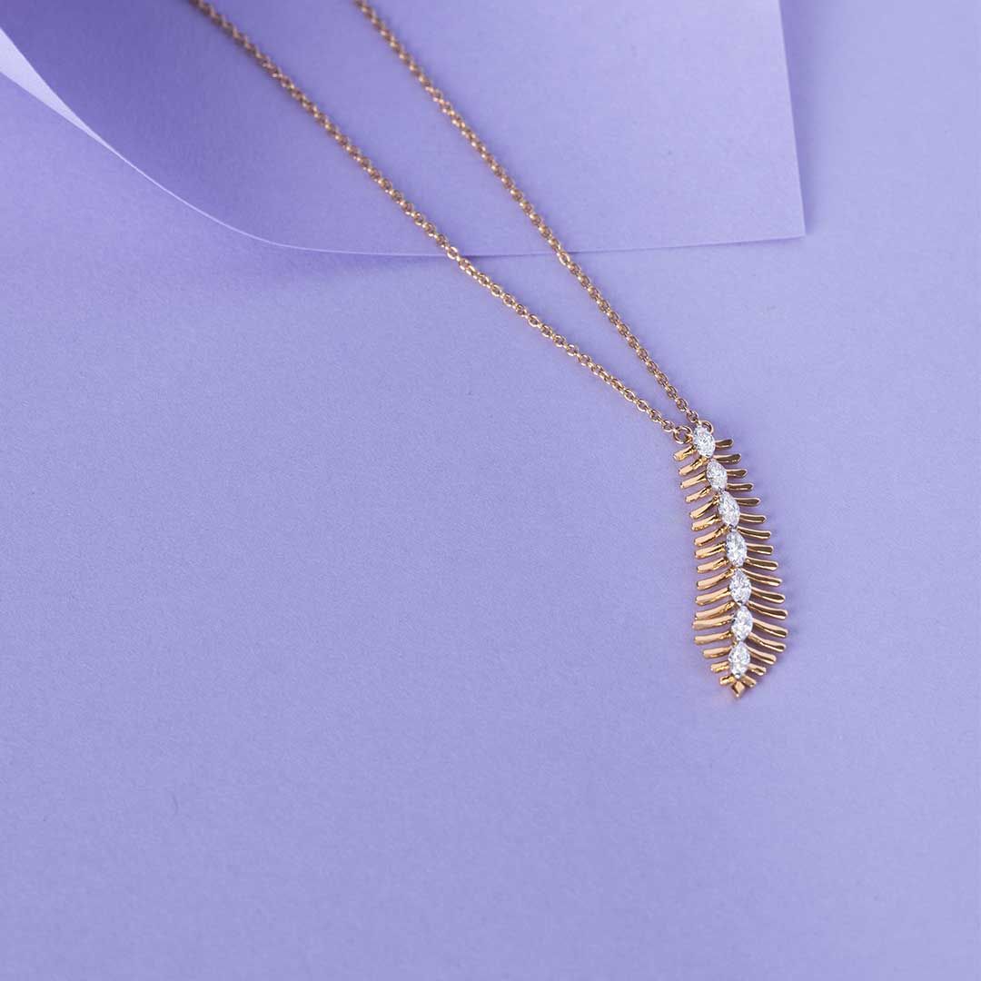 Elongated Fern Diamond Necklace