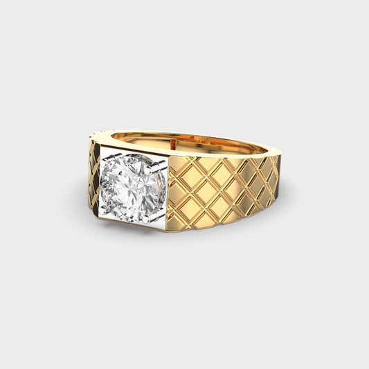 Quilted Solitaire Diamond Ring For Men - View 11