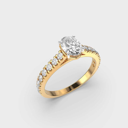 40 Cent Oval Solitaire with Diamond Band Ring - View 2