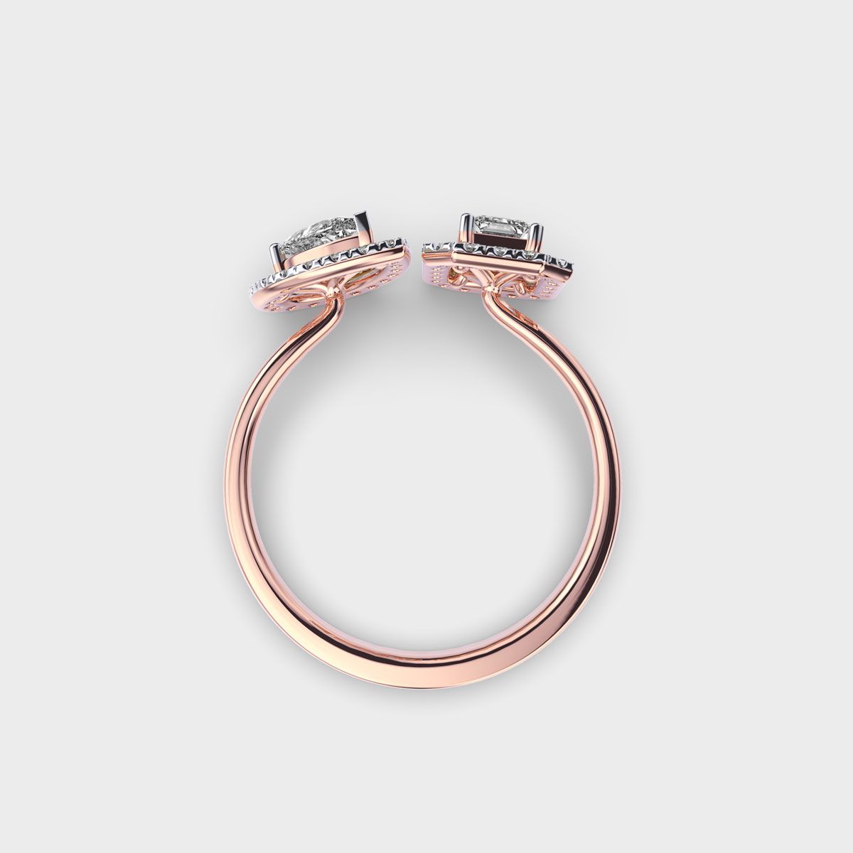 Toi Et Moi Halo Diamond Ring - View 12