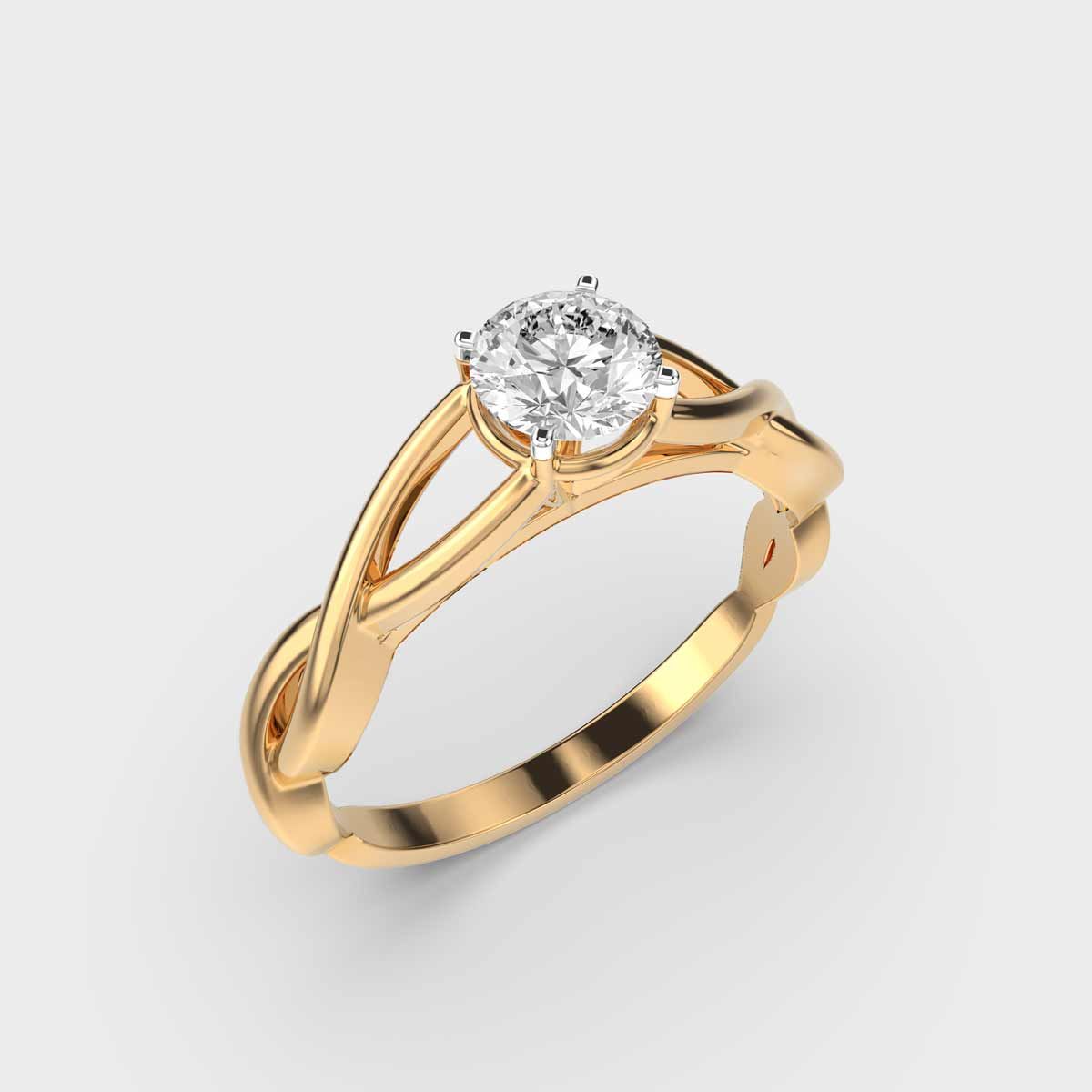 Twisted Vine Solitaire Diamond Band Ring - View 2