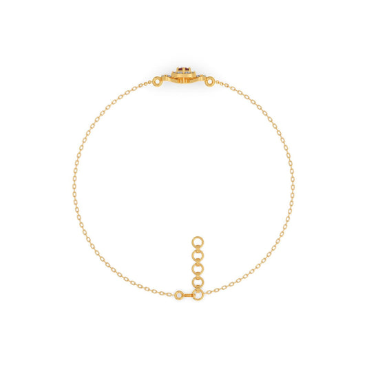Red Gemstone Diamond Chain Bracelet