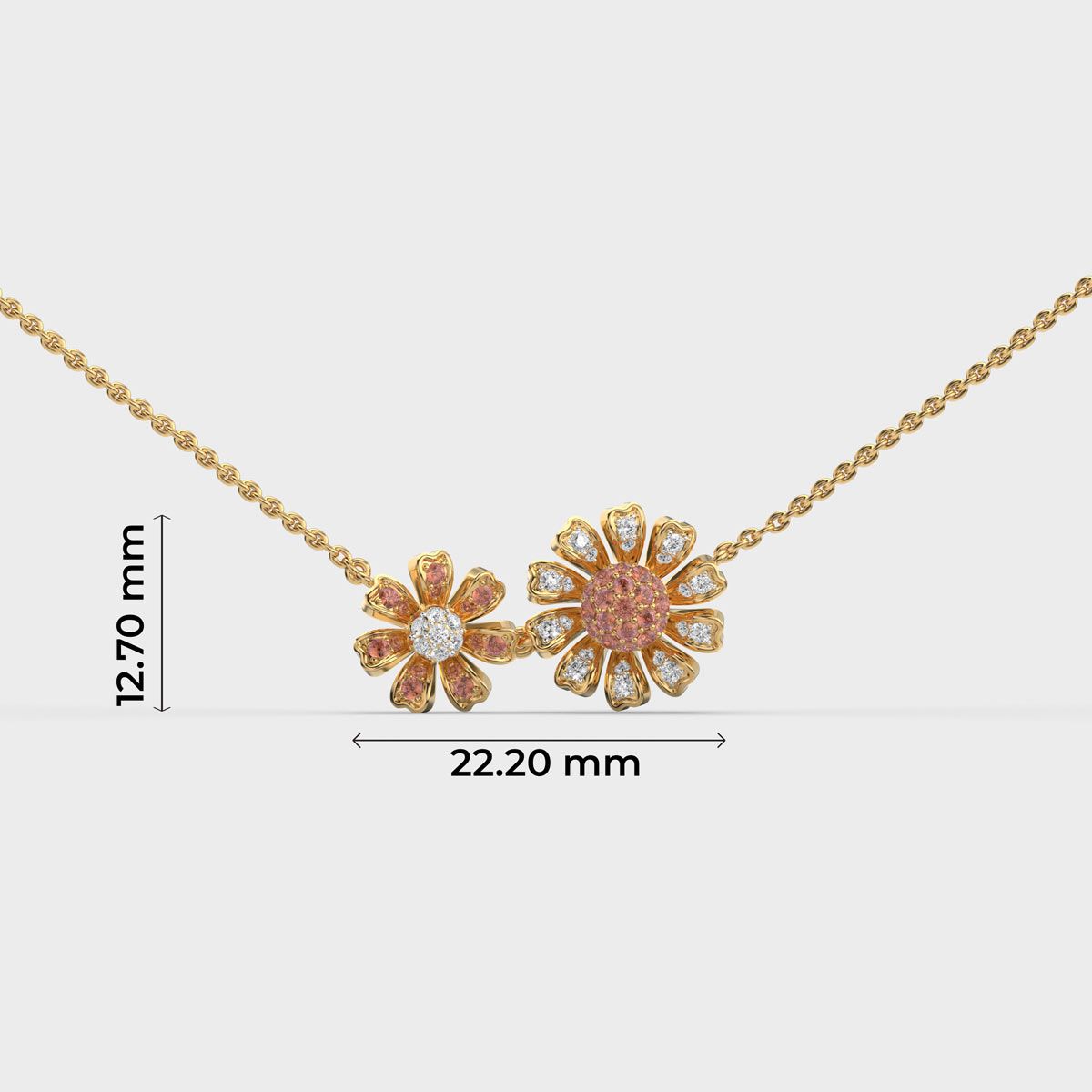 Double Marigold Flower Diamond Necklace