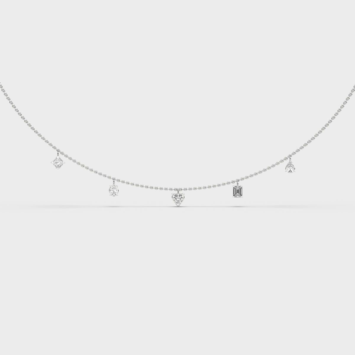 Five Shape Charm Diamond Necklace