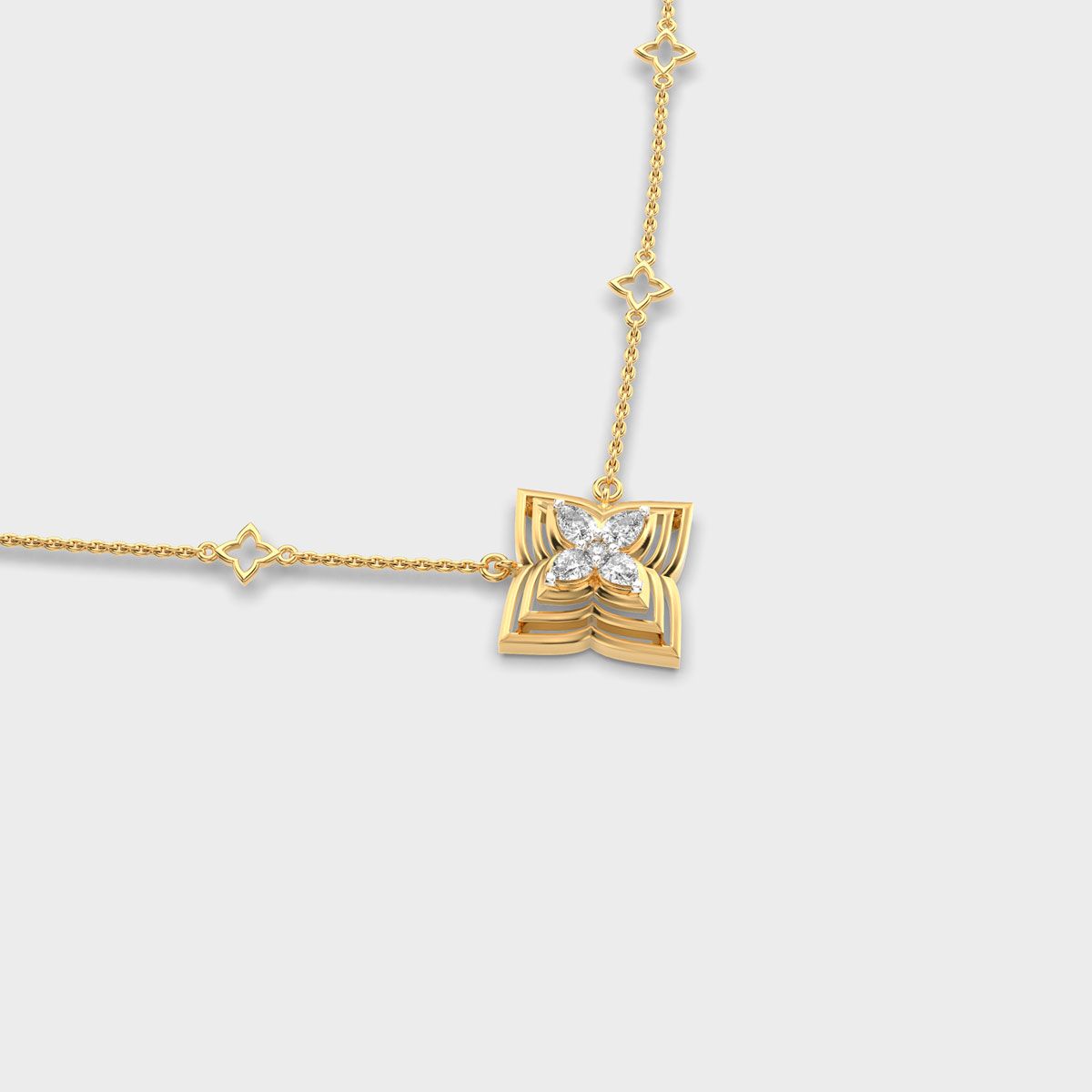 Dainty Flower Mesh Star Diamond Necklace